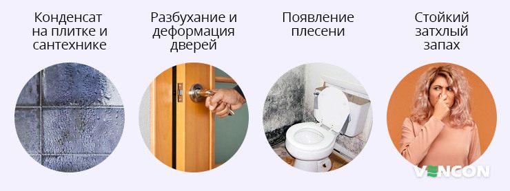 Признаки сигнализирующие, что влажность в туалете повышена