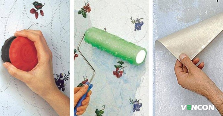 Еще существуют специальные растворы для легкого удаления обоев