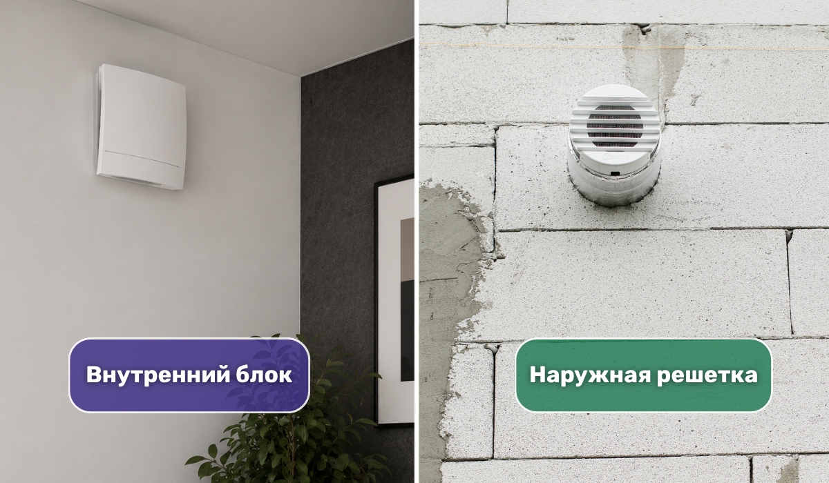 Наружная решетка рекуператора: монтаж со стороны улицы