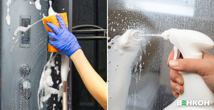 Особенности очистки стекла в душевой кабине