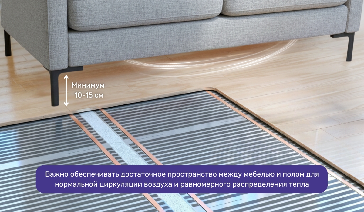 Размещение мебели на электрическом теплом полу: ключевые моменты, которые следует учесть