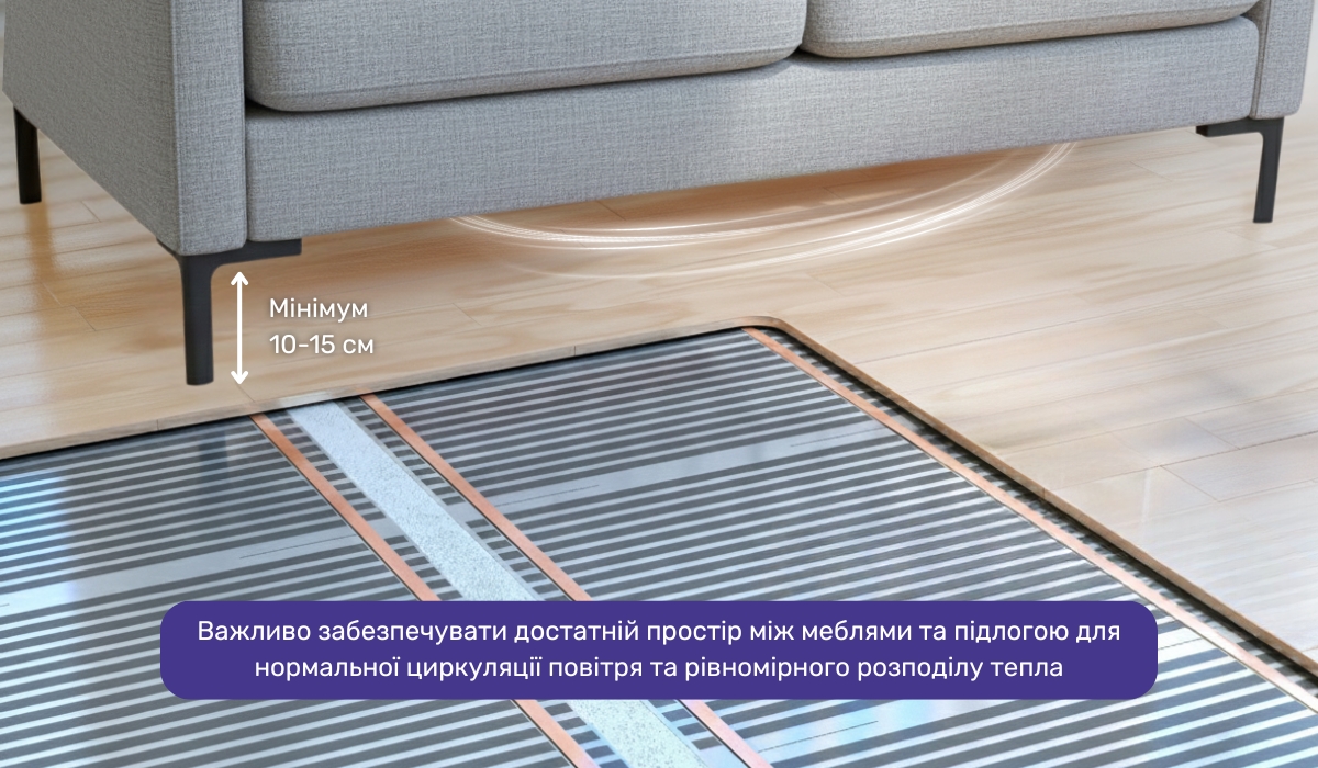 Розміщення меблів на електричній теплій підлозі: ключові моменти, які слід врахувати