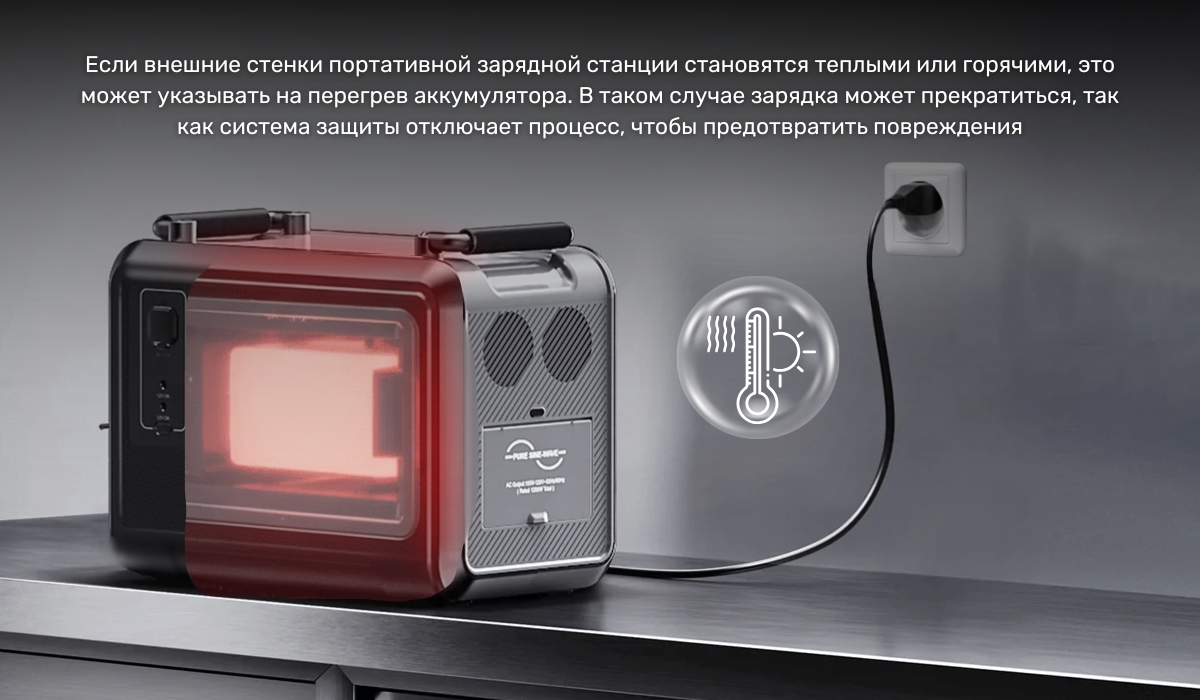 Если аккумулятор перегревается, это может стать причиной прекращения зарядки зарядной станции