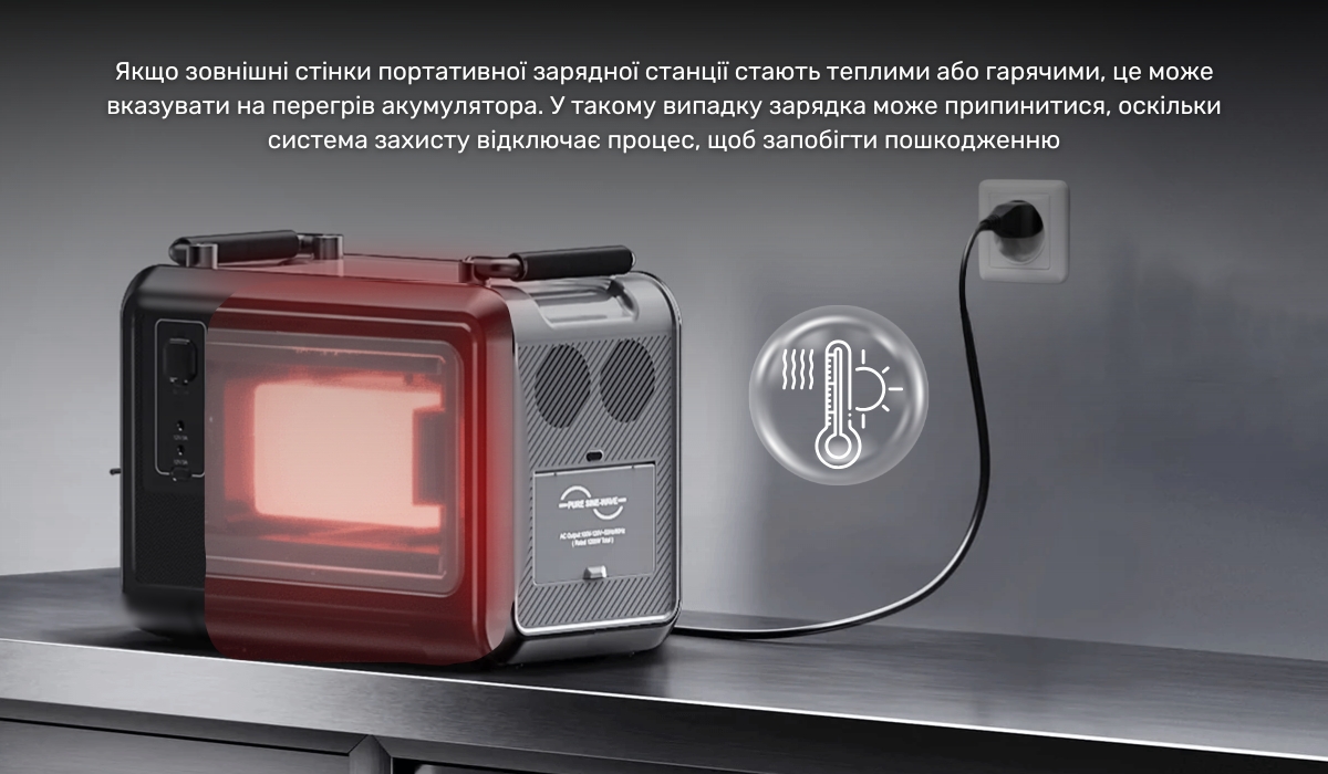 Якщо акумулятор перегрівається, це може стати причиною припинення заряджання зарядної станції
