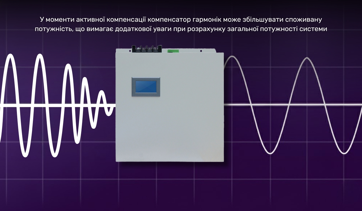 Чиста синусоїда для генератора з використанням активного компенсатора гармонік