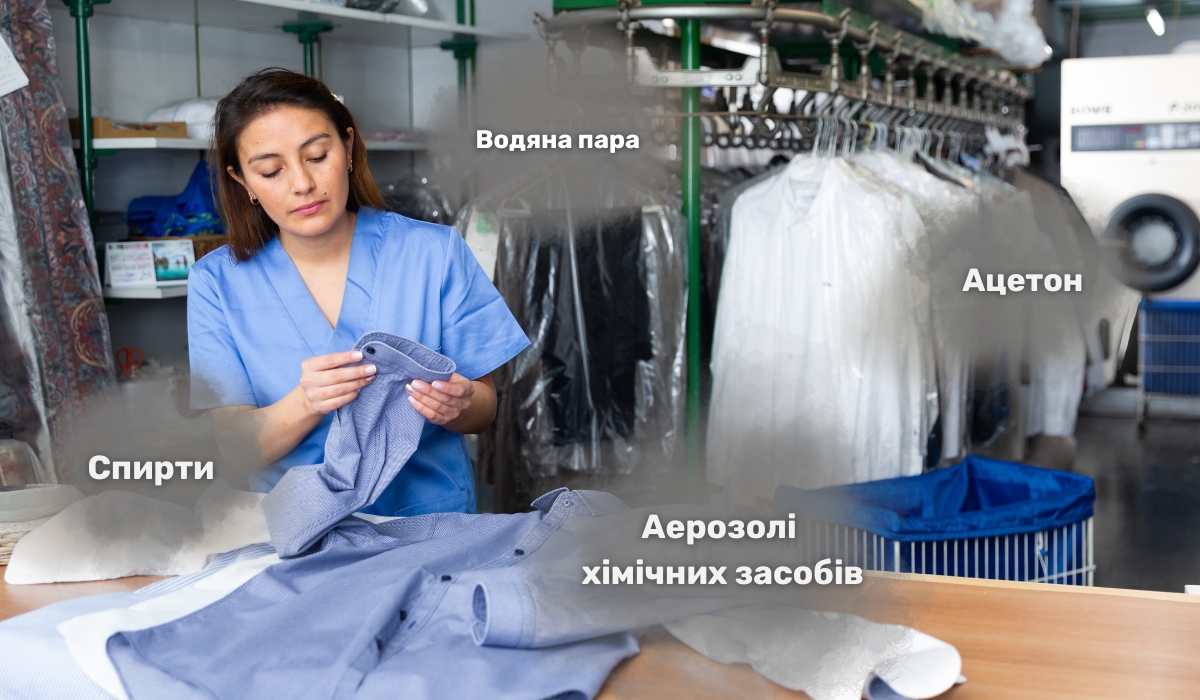 Приховані джерела шкідливих речовин і запахів у хімчистках за умови поганої вентиляції