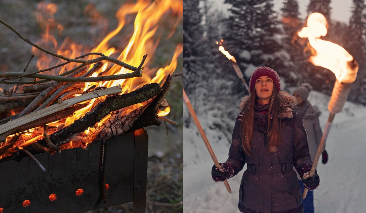 Багаття та смолоскипи - природні джерела світла, що не потребують електрики