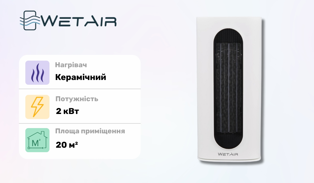 У рейтингу тепловентиляторів найкраща модель - WetAir WFH-70WE