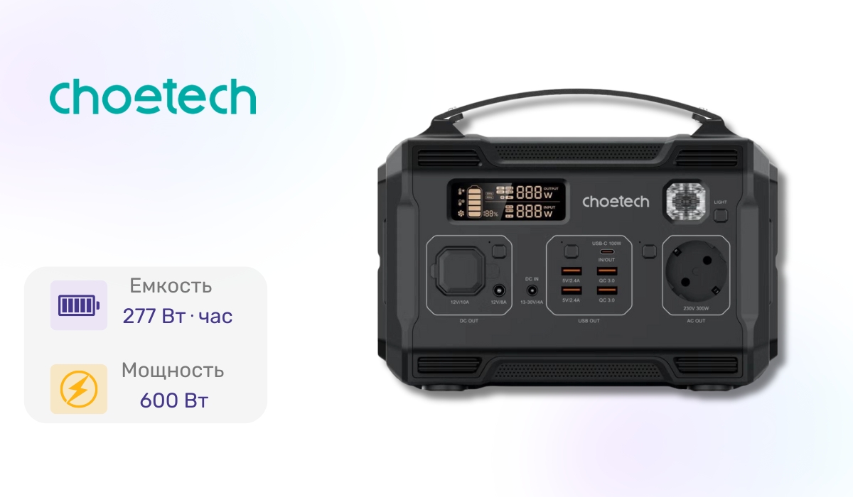 Choetech Portable Power Station 300W (BS002) - надежная и компактная портативная зарядная станция в топе