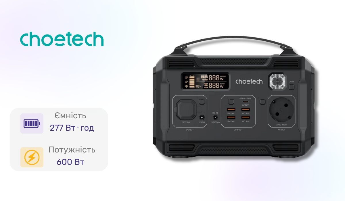 Choetech Portable Power Station 300W (BS002) - надійна і компактна портативна зарядна станція в топі