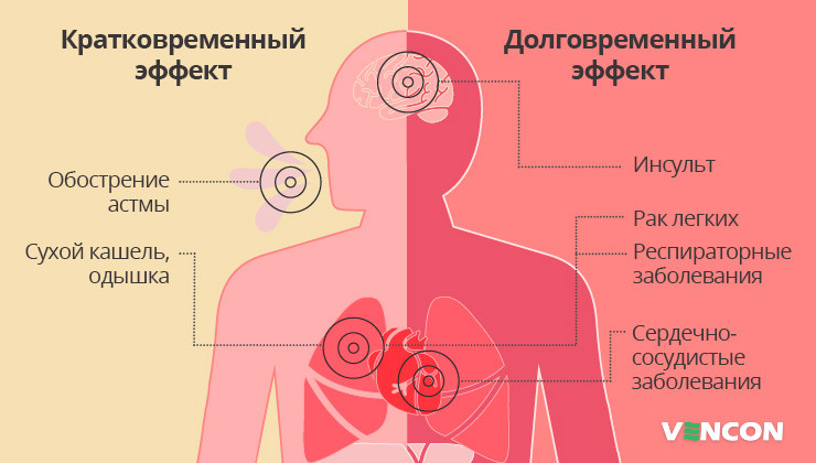 Влияние загрязненного воздуха на организм человека