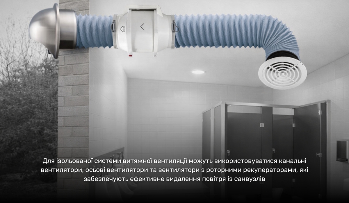 Вентиляція санвузлів великих піцерій: ізольована система витяжної вентиляції
