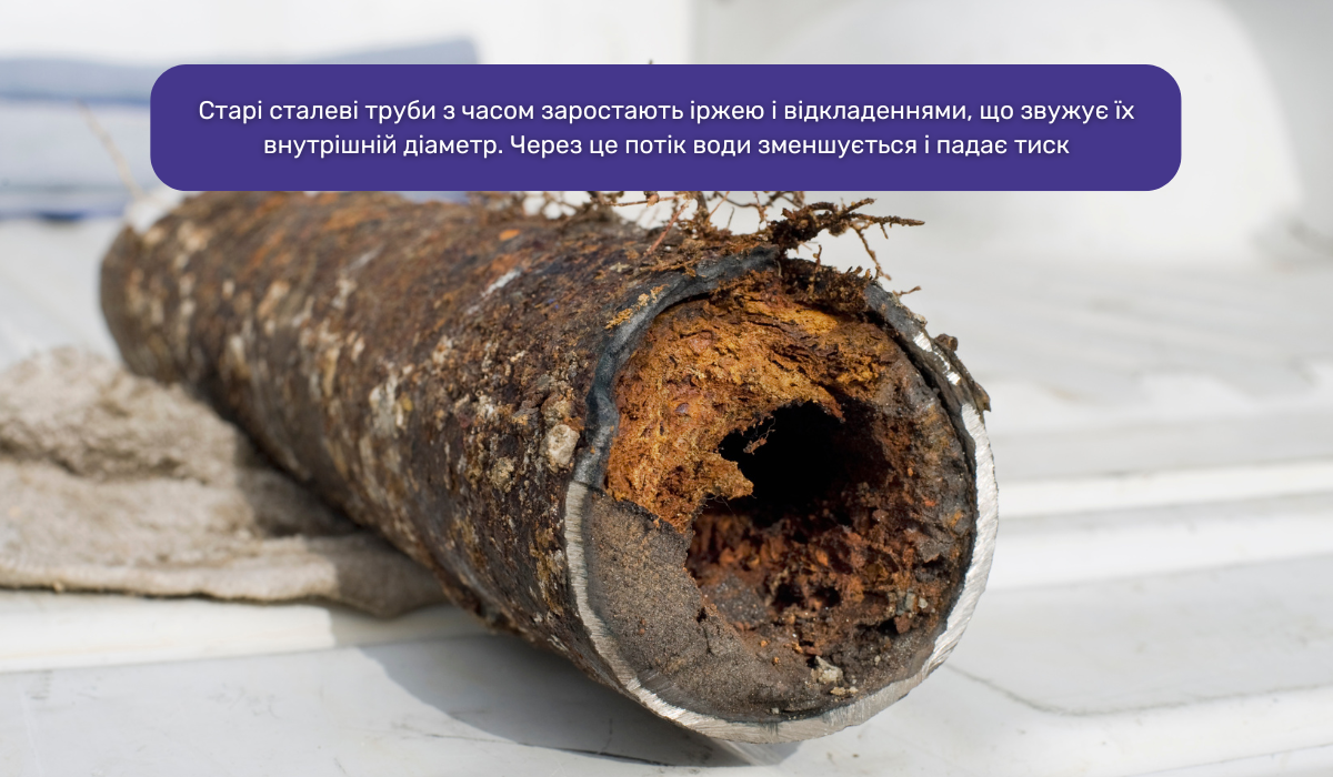 Спосіб вирішення проблеми слабкого напору: заміна старих сталевих труб