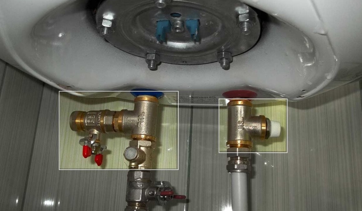 Слив воды с бойлера, оборудованного тройником