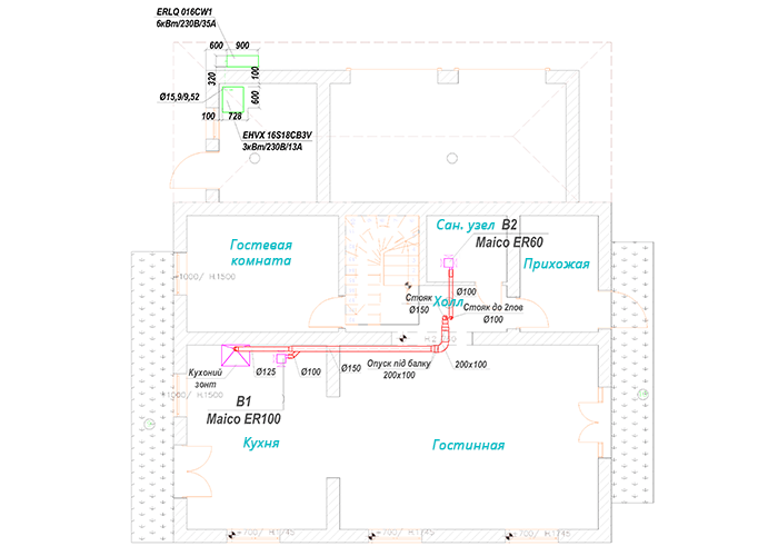 Пример организации вентиляции в частном доме