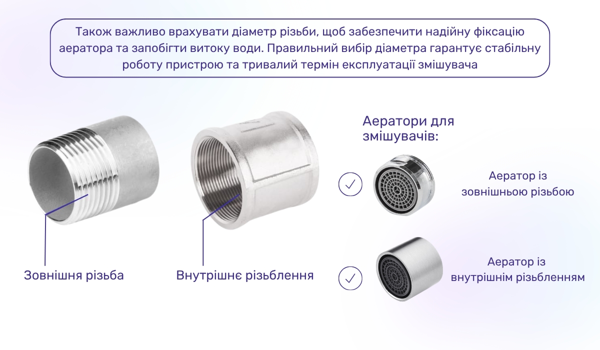 Монтажні параметри аераторів для змішувачів: на що слід звернути увагу