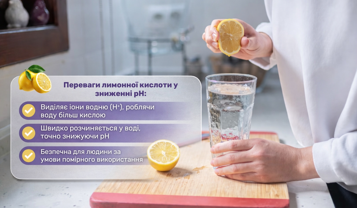 Як знизити рН води за допомогою лимонної кислоти в домашніх умовах