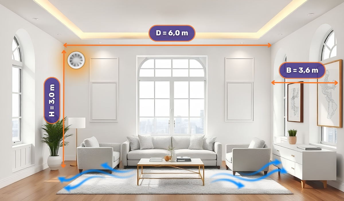 Рассчет объема воздуха в помещении