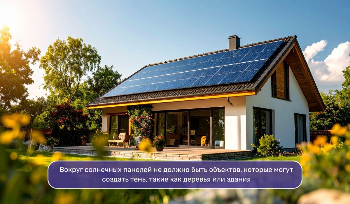 Отсутствие тени на крыше - важное условие для эффективной работы солнечных панелей