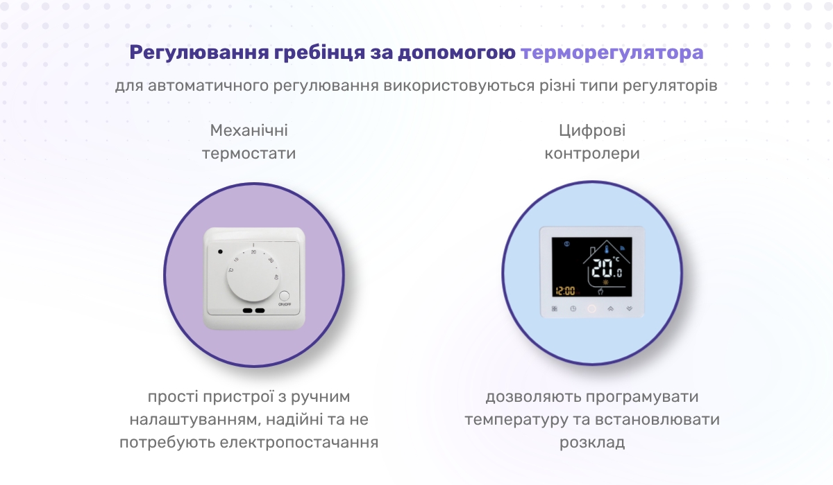 Гребінка для підігріву підлоги: регулювання за допомогою терморегулятора