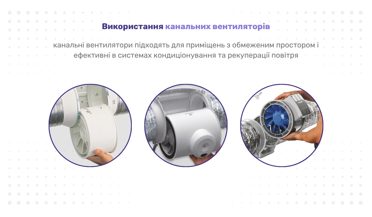 Використання канальних вентиляторів