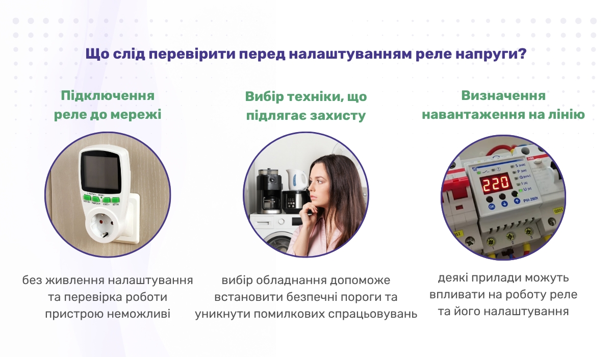 Що слід перевірити перед налаштуванням реле напруги?