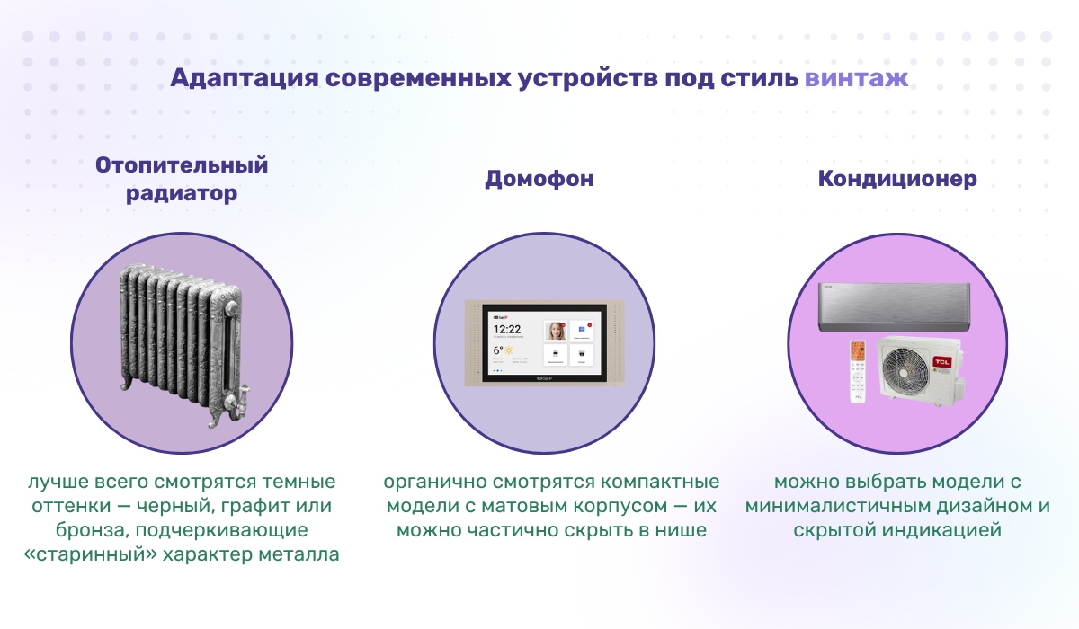 Подбор гармоничных элементов под винтажный интерьер