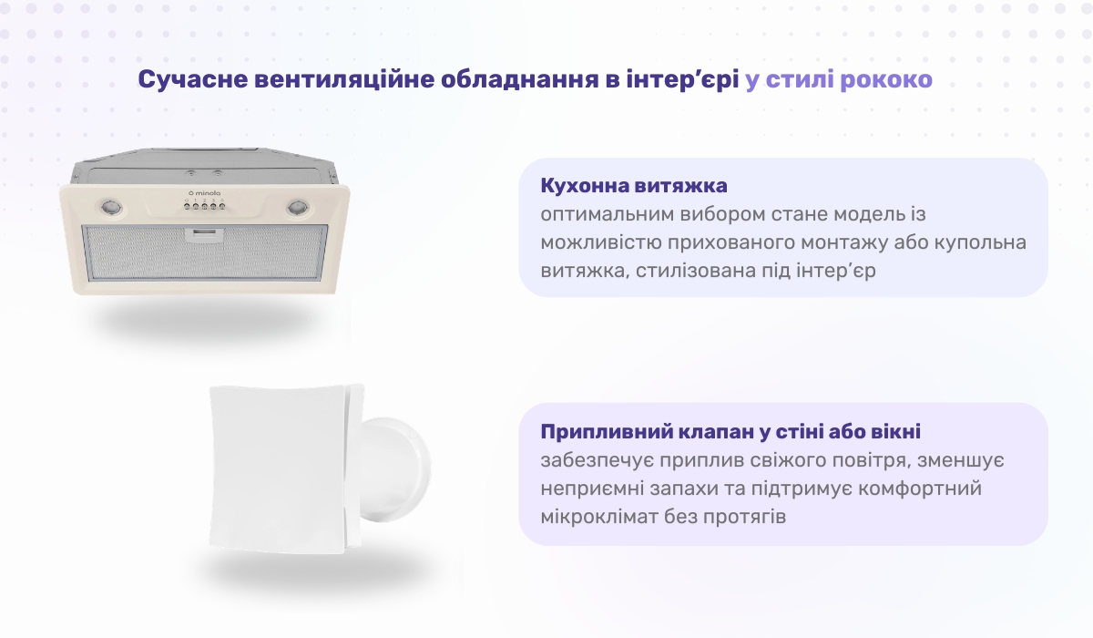 Сучасні системи вентиляції в інтер’єрі у стилі рококо