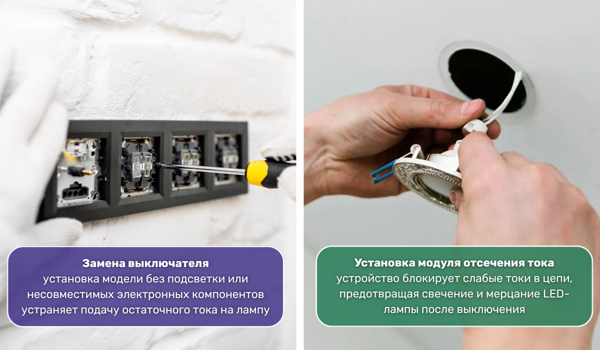 Светодиодная лампа светится после выключения: варианты решения проблемы