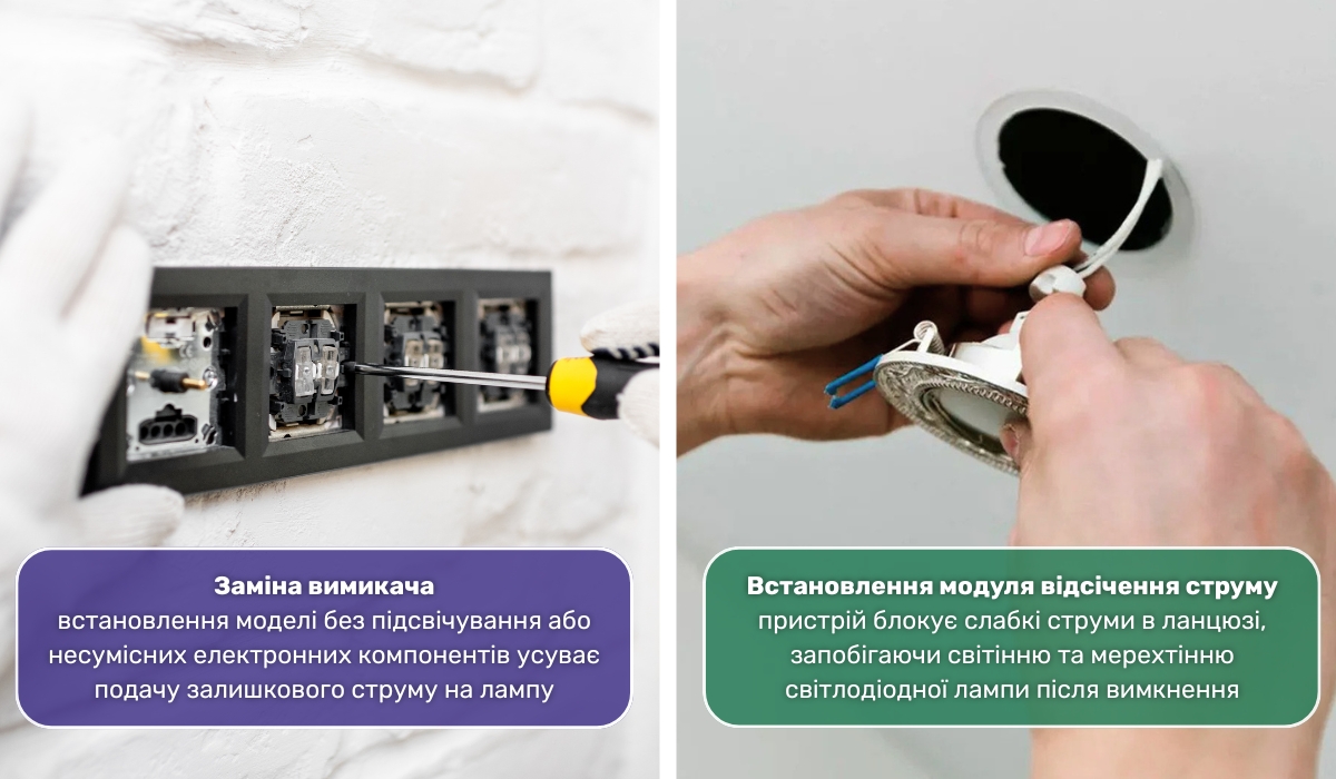 Світлодіодна лампа світиться після вимкнення: варіанти вирішення проблеми