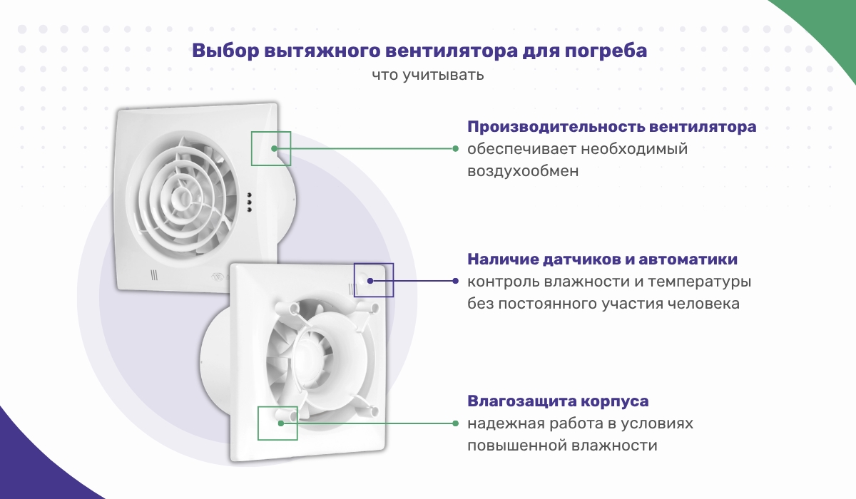 Выбор вентилятора для погреба: основные параметры