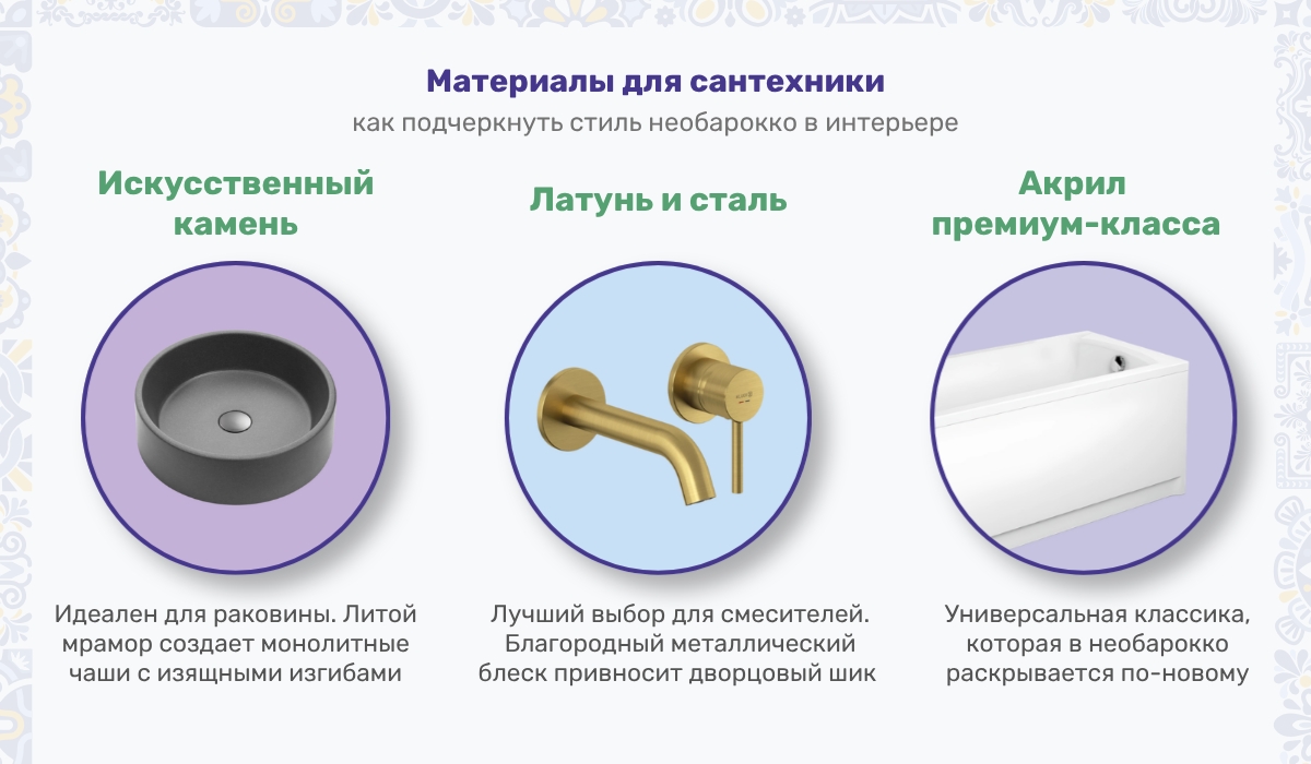 Сантехника в стиле необарокко: материалы, которые подчеркнут итальянский характер интерьера