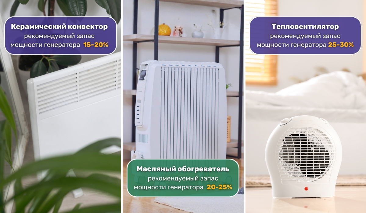 Генератор 3 кВт: какие обогреватели можно подключить и что учесть