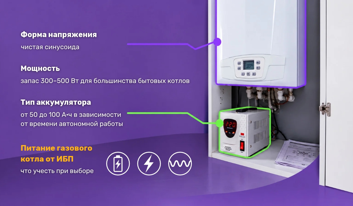 Питание газового котла от ИБП: что учесть при выборе