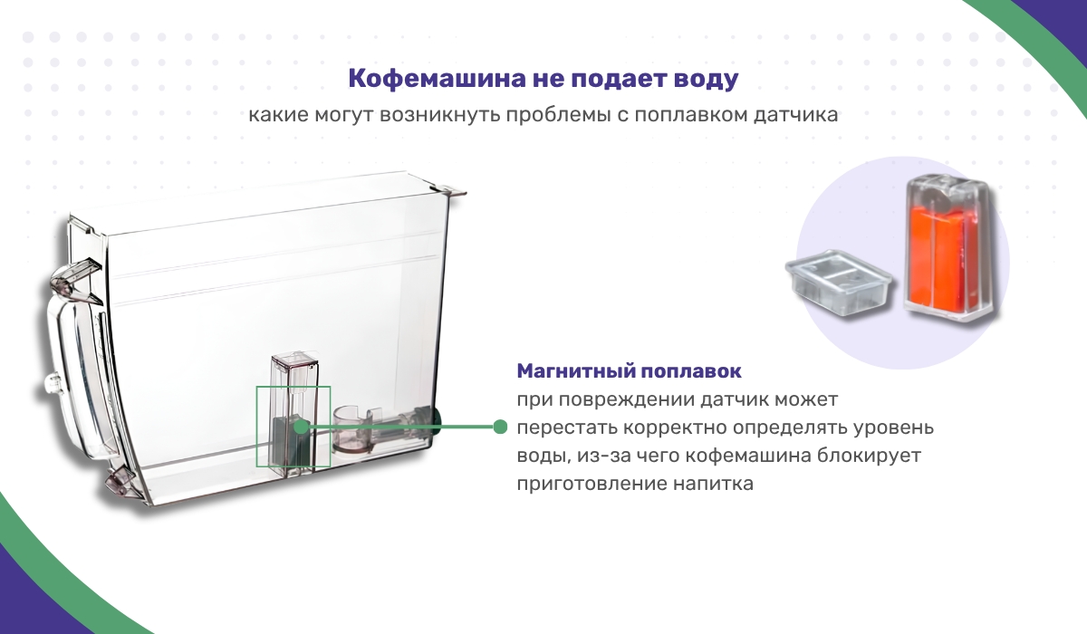 Кофемашина не подает воду: какие могут возникнуть проблемы с поплавком датчика