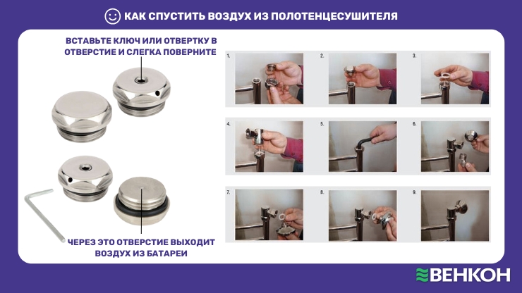 Завоздушивание батареи - одна из причин бульканья и журчания воды в полотенцесушителе