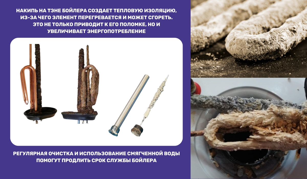 Перегорание ТЭНа бойлера - последствие образования накипи