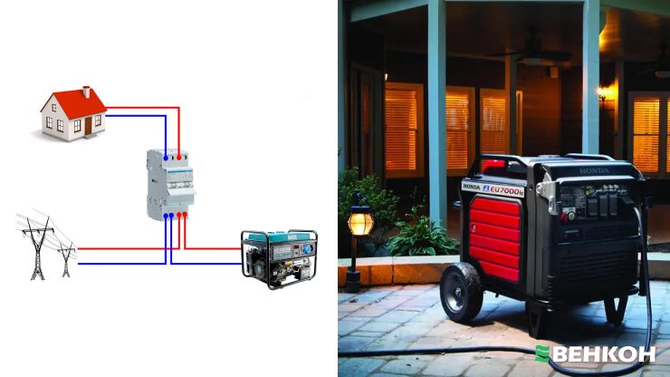 Схема подключения генератора к сети дома