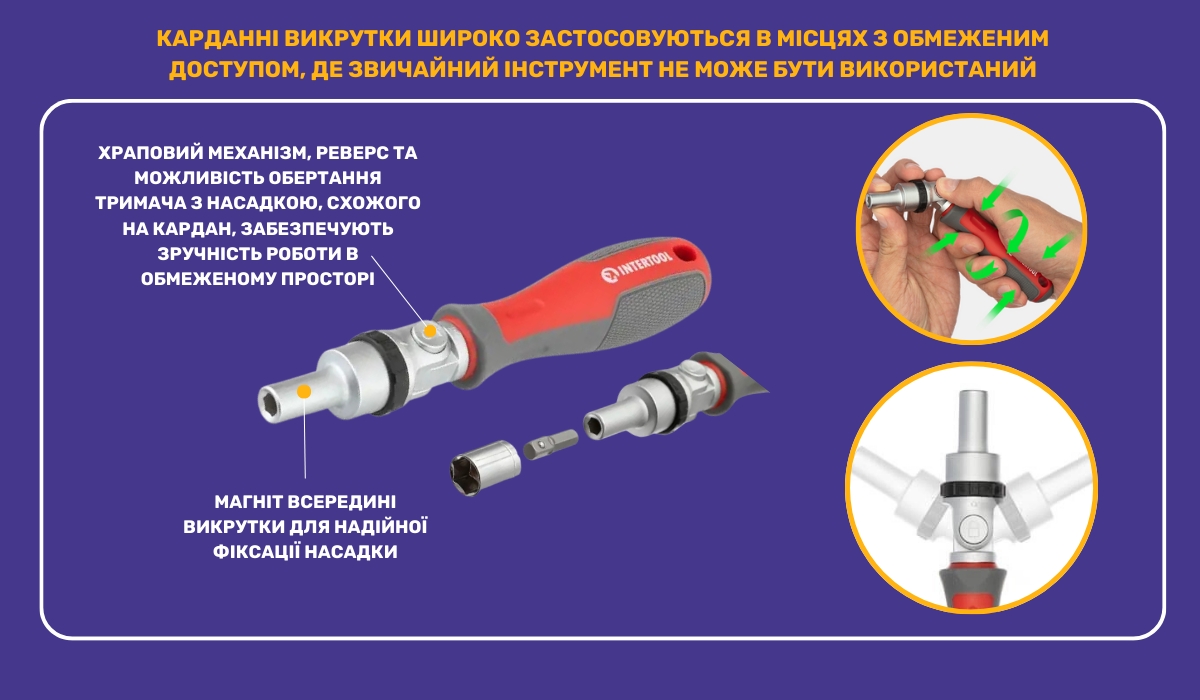 Карданні викрутки: зручний інструмент для роботи у важкодоступних місцях