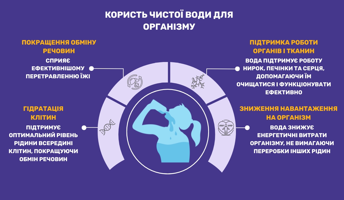 У чому значення чистої води для людського організму?