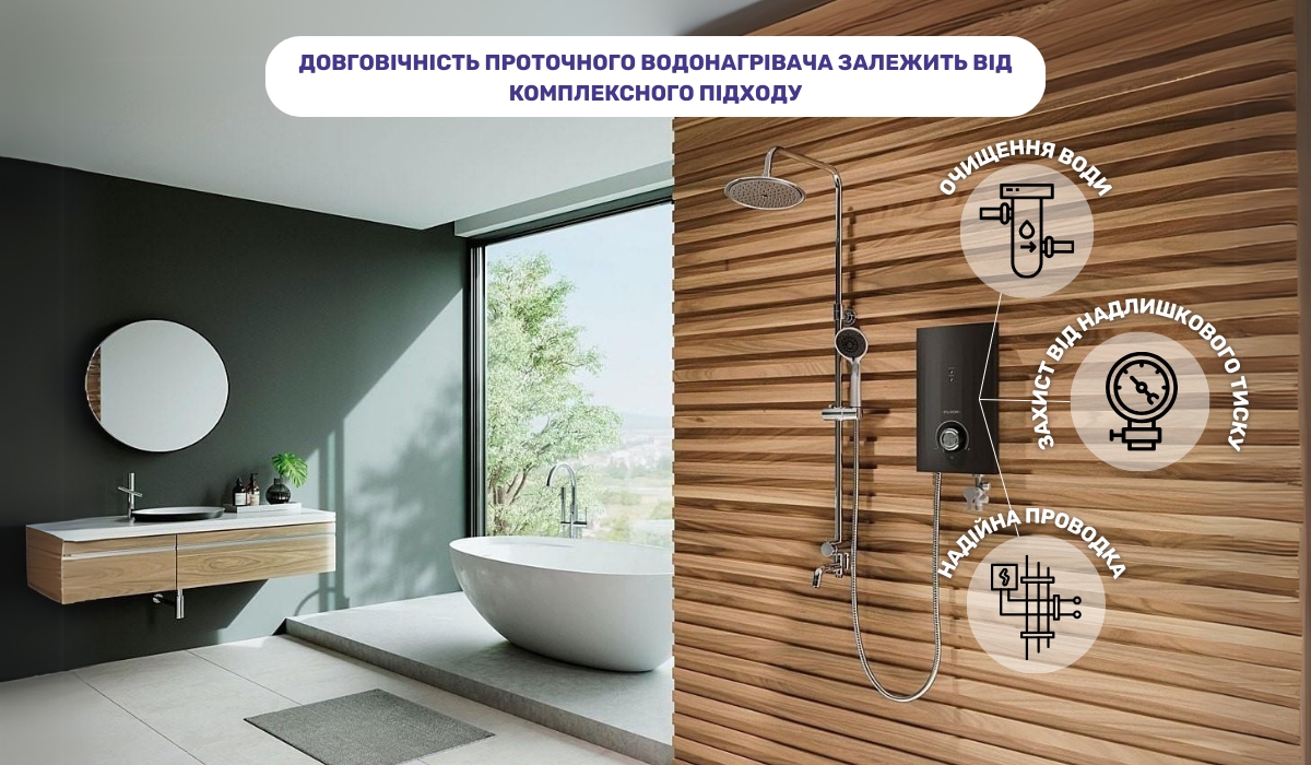 Довговічність проточного водонагрівача і своєчасність його обслуговування забезпечуються комплексним підходом