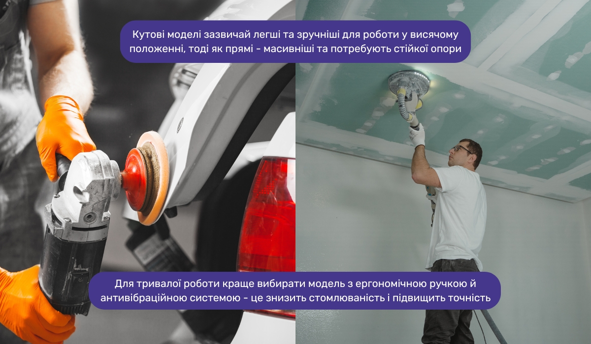 Як розташування диска впливає на зручність і сферу застосування полірувальної машини