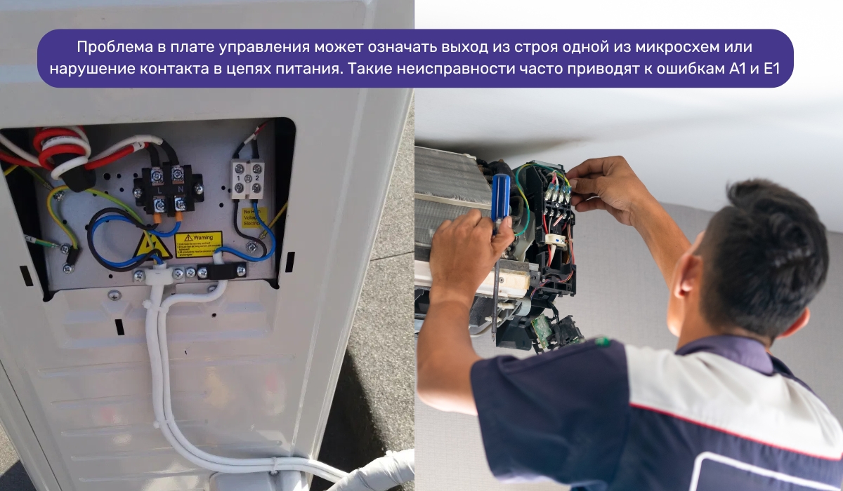Сбой работы платы управления: что означают коды A1 и Е1 на кондиционере Daikin