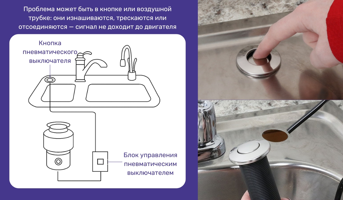 При сбое в работе измельчителя осмотрите пневмовыключатель - причина может быть в нем