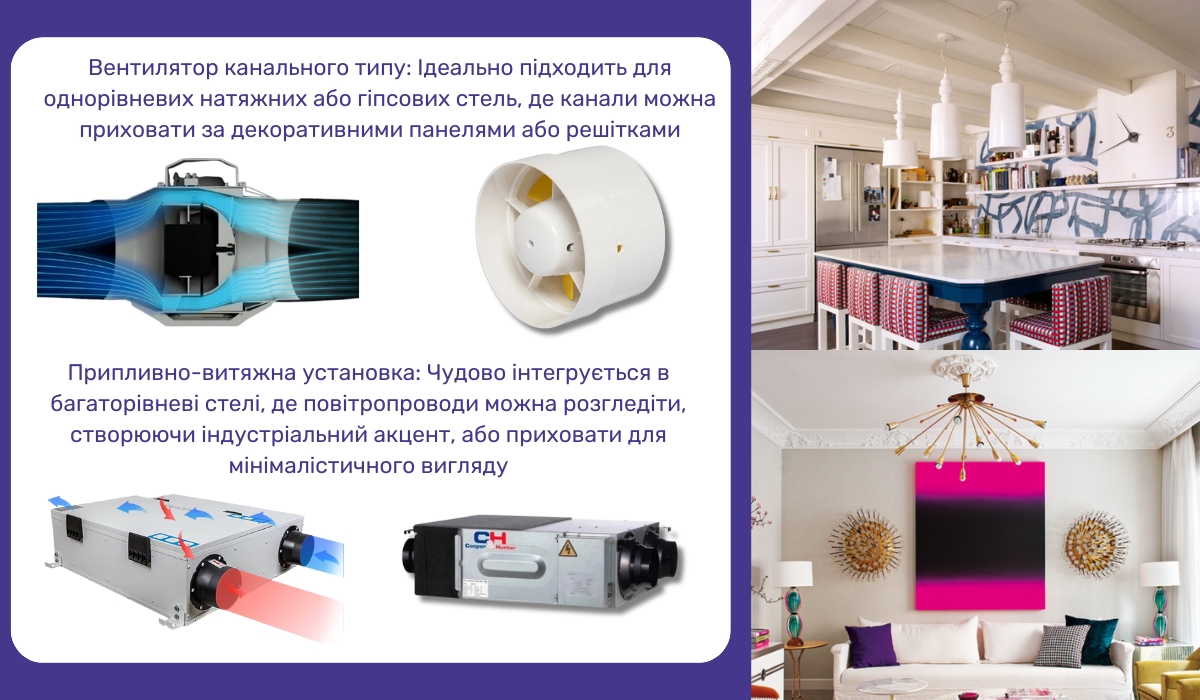 Стеля в стилі еклектика: варіанти вентиляційних рішень